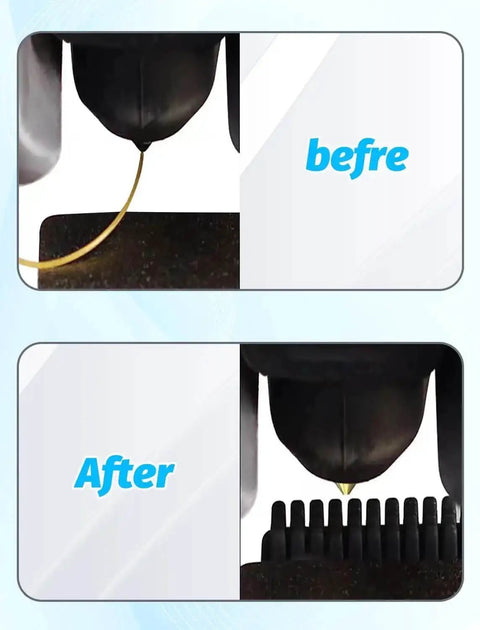 Before and after cleaning with 6-Piece Silicone Nozzle Brush Kit For A1 3D Printer Hotend Cleaning Tools showing improved nozzle state