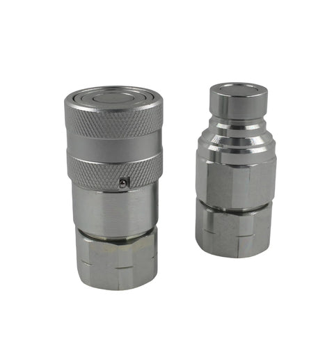 Blueagle hydraulic quick-connect couplers, 1/2 in NPT, flat-face, chrome-plated with dust caps, set of two