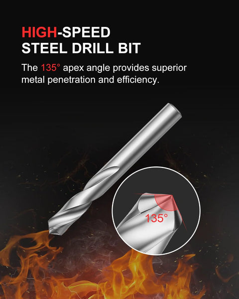 High-speed steel drill bit with 135-degree angle, part of M14x1.5 Thread Repair Kit With Helicoil Inserts Tap Break-Off Tool HSS Drill Bit.