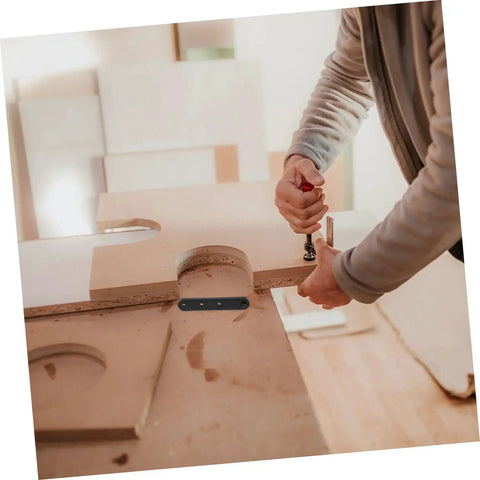 Person installing 4 Pack Stainless Steel Concealed Hinges For Doors And Windows Hidden Cabinet Hinges in wooden board