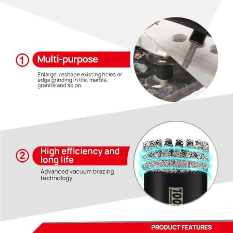 Diamond Tile Core Drill Bit Set With 6 8 10 25 35 50 65mm Hole Sizes Includes 10mm Milling Bit 50mm Chamfer Bit And Hex Adapter