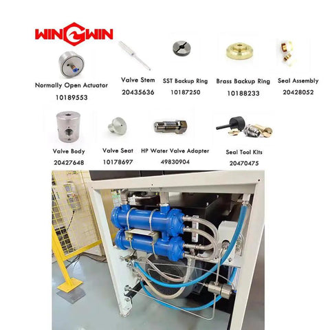 Check Valve Body 020077-1 For Water Jet Cutting Machine 87K Pro Grade Waterjet Spare Part Replacement displayed with parts.