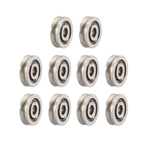 V623 V Groove Guide Pulley Rail Ball Bearings 3mm x 10mm x 3mm Carbon Steel Miniature Bearings Shielded 10 Pack