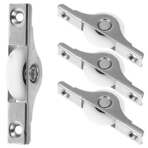 Heavy Duty 2.44 Inch Sliding Door Rollers For Closets And Cabinets, metal door roller wheels, shown in a set of four