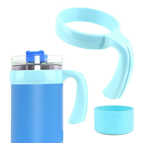 20 Oz Tumbler Handle With Anti Slip Grip For Travel Mugs And Vacuum Insulated Tumblers, light blue handle and silicone cover