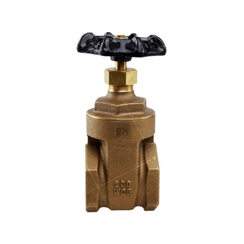 Midline Valve 429U223 brass gate valve with black handwheel, 1 in FIP water shutoff