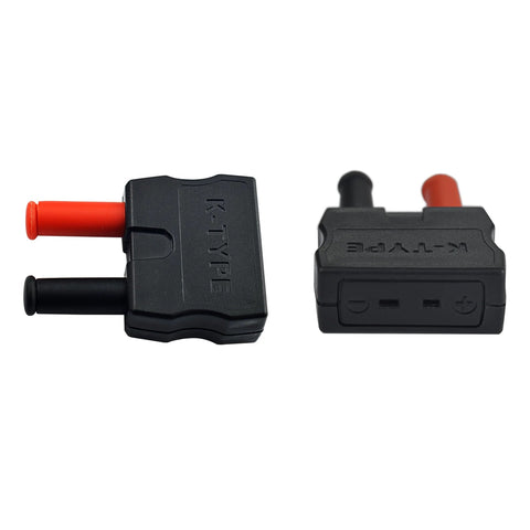 ZIBOO banana plug adapter for K-type thermocouple, black plastic body with red and black banana plugs