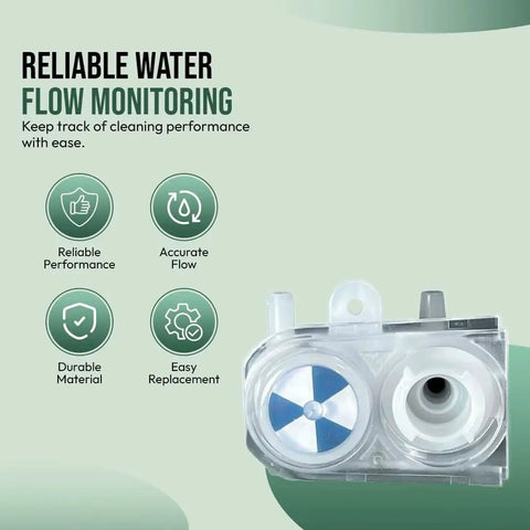Selgo replacement flow indicator for Bissell BigGreen Commercial cleaners, clear plastic with blue indicator wheel.