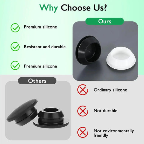 Comparison of 4 Pieces Rubber Plugs For Round Holes One And Three Quarters Inch Black Snap In Locking Hole Plugs with other silicone plugs