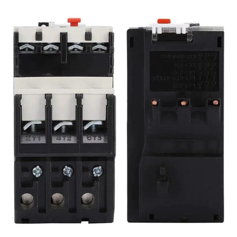 Heavy Duty Thermal Overload Relay for Electric Motors, Adjustable Protector with 17 To 25 Amp Range, front and rear view