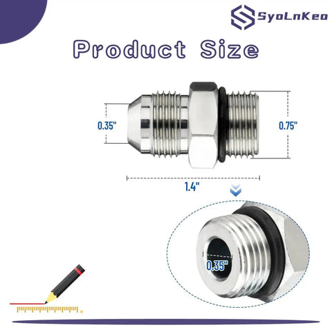 Side view of 8-pack hydraulic adapter 1/2 in JIC 37° male to 1/2 in NPT male straight with protective sleeve