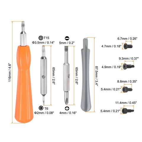 44Piece Ring Doorbell Screwdriver Replacement Kit Must Have With Double Ended Magnetic Bits T6 T15 Phillips Slotted Includes Opening Pry Tool Orange Handle All In One Pro Grade Set For Ring Video Doorbell Password Reset And Easy Home Repairs displayed with various bits and tools.