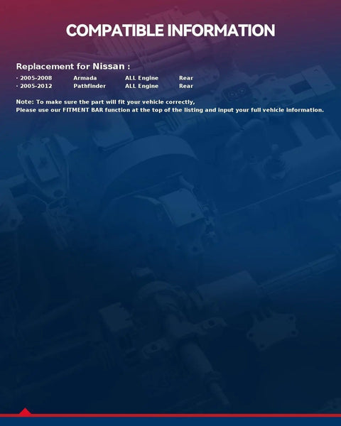 Compatible information for Rear Wheel Bearing And Hub Assembly For Nissan Pathfinder 2005 2012 And Armada 2005 2008 displayed.