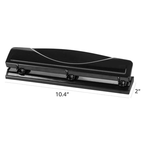 Three Hole Punch For Home Office With Easy Clean Tray Punches Up To 10 Sheets At Once Durable Metal Construction Sleek Black Finish