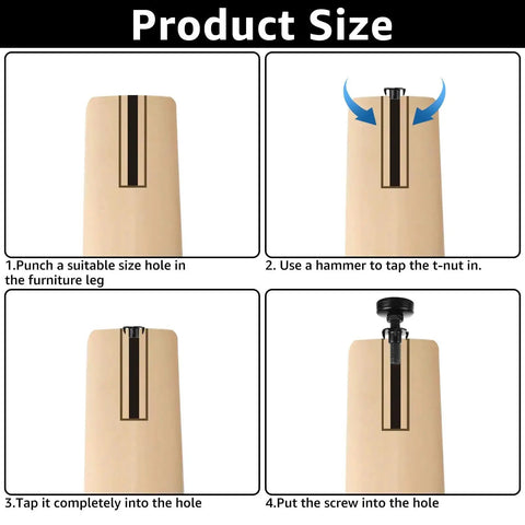Installation steps for 20 Pack Adjustable Furniture Leveling Feet Three Eighths Inch 16 Thread Heavy Duty Leg Levelers