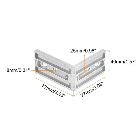 8 Pack Inside Corner Brackets Gusset 77x77x40mm 4080 Angle Connectors For 4040 4080 Aluminum Extrusion Profiles Silver Detail Image