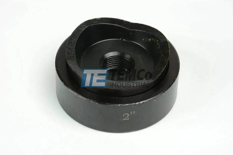 Front view of 2 inch die from Beefy 2 Inch Conduit Punch And Die Set for hydraulic knockout driver, in black oxide finish