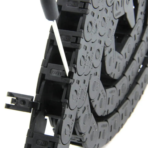 1 Meter Open Type Drag Chain Cable Carrier With 10x11mm Internal Size For 3D Printers And CNC Machines Includes End Connectors And Screwdriver Tool Built Tough Durable Plastic Cable Chain For Smooth Low Friction Motion