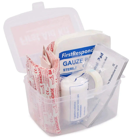 Portable 76 Piece First Aid Kit For Home Car Travel And Office In A Water Resistant Case with bandages and essential supplies