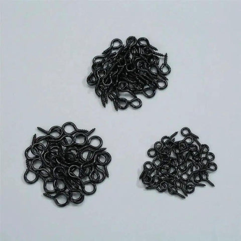 Must Have 300Pcs Small Screw Eye Pins For Jewelry Making And DIY Crafts Mini Eye Screws, black finish, three sizes 8x4mm, 10x5mm, 13x6mm.