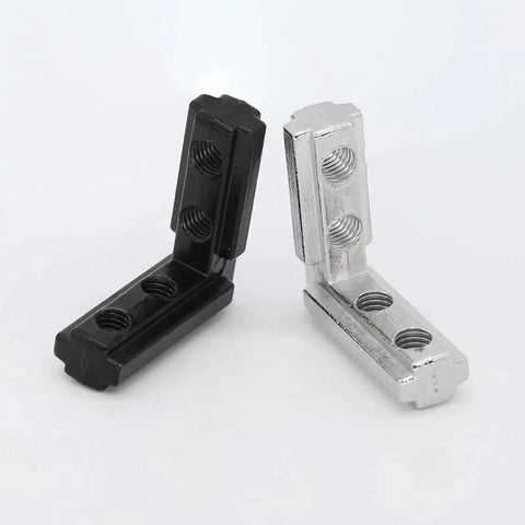 24 Pcs 1010 Series Inner Aluminum Extrusion Connectors With Screws L Brackets, L Shape Inner Corner Joint Brackets, Black and Silver
