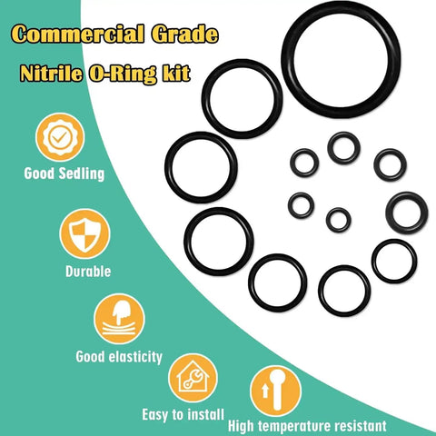 Pro Grade Hydraulic O Ring Kit With 420 Pieces For ORS ORFS Fittings In Nine Sizes From One Quarter To Two Inches Buna N 70A