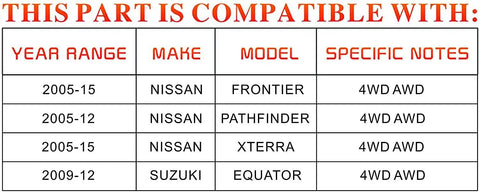 Front Wheel Hub And Bearing Assembly 6 Lug With Abs For Nissan Frontier Pathfinder Xterra Equator 4WD 4X4 compatibility chart