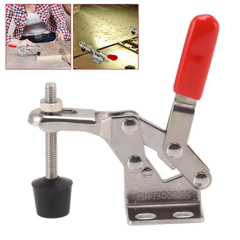 Toggle Clamp Latch for Woodworking and Welding, One Hand Operation, Stainless Steel Push Pull Lever Fastener with Plastic Handle, Adjustable Opening Clamp for Jigs and Fixtures, Durable Clamp to Secure Workpieces