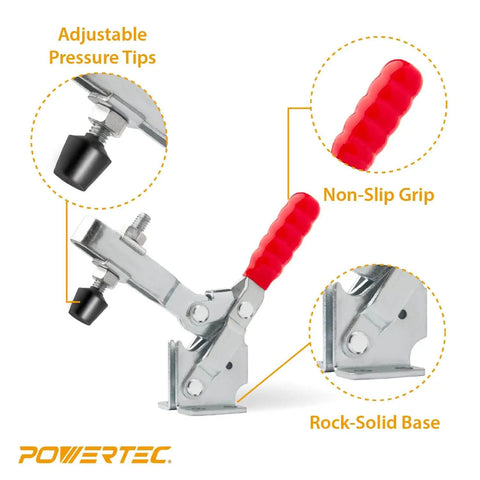 Heavy Duty 56 Piece Toggle Clamp Set With 500 Pounds Capacity And 12130 Quick Release Vertical Clamps with anti slip rubber tips