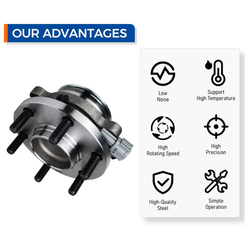 Image of Set Of 2 Front Wheel Hub Bearing Assemblies For 2005 2023 Nissan Frontier 2005 2012 Pathfinder with features list.