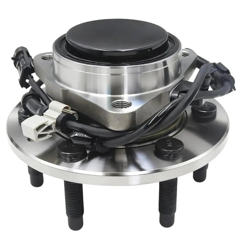 Six Lug Front Wheel Hub And Bearing Assembly NT515054 From 1999 To 2006 Chevy Silverado 1500 GMC Sierra 1500 Cadillac Escalade Tahoe Yukon Suburban 1500 Two Wheel Drive Models Easy Install OE Quality Replacement Pair visible with ABS sensor and wiring