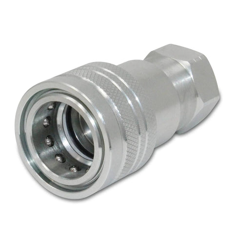3/4 in NPT hydraulic quick-connect coupler set, silver metal, Amazon brand, front view.