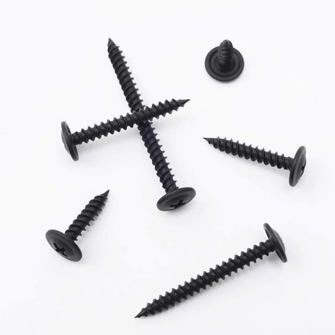 Size Eight Wood Screws Set, 140 Pieces, 3/4 Inch Modified Truss Head, Phillips Drive, Black Finish, Rust-Resistant Carbon Steel