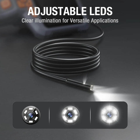 Image of Dual Lens Endoscope With Light For Home And Auto Fixes, featuring flexible cable, with adjustable LEDs for clear illumination.