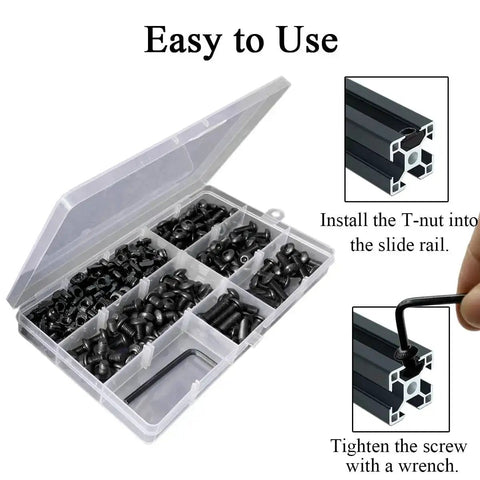 252 Piece M5 T Nuts And T-Slot Bolts Extrusion Accessories Kit with hex socket screws and Allen wrench for 2020 aluminum extrusion