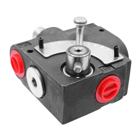 Hydraulic Adjustable Variable Flow Control Valve For Log Splitters With Three Quarter NPT Fittings close-up view