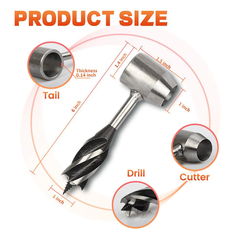 Hand Auger Drill For Survival Gear And Shelter Building, Folding Saw Included, Wooden Rocket Stove Making Kit, 1 Inch Drill Peg