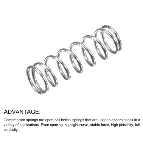 Compression spring, 304 stainless steel, silver-tone metal coil for repairs