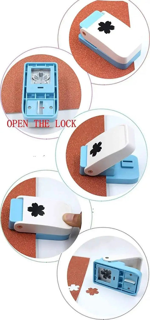1.5 Inch Oval Shape Paper Punch Lever Punch For Crafting And Scrapbooking, showing candy color finish and easy lock mechanism