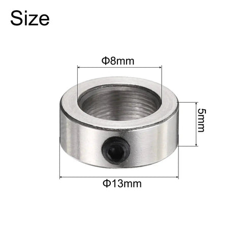 Built To Last 8mm Shaft Collar Set Screw Ring In 304 Stainless Steel, 13mm Outside Diameter, 5mm Thick, Round Bore Locking Collar