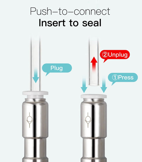 Clscea metal aquarium check valve, 2-pack; stainless inline valves with push-to-connect fittings for air tubing
