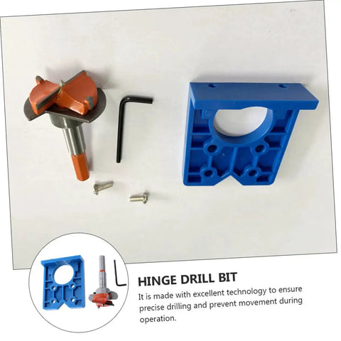 Hinge Boring Drill Bit Set For Fast And Easy Cup Hole Drilling In Woodworking Includes Locking Plate And Positioning Drill