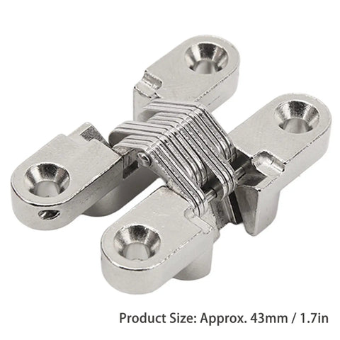 Hidden Hinge Set 10Pcs Concealed Cross Door Hinges Zinc Alloy 180 Degree Swing for Jewelry Boxes, 43mm size