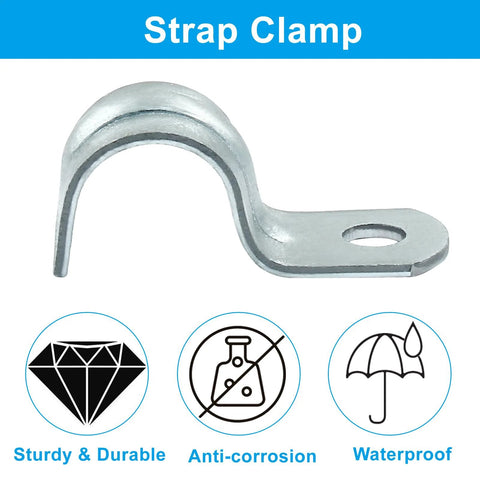 M12 zinc-plated steel pipe strap bracket with a single mounting hole for conduit and pipe fixing