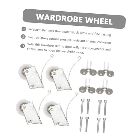 Heavy Duty Barn Door Rollers Kit With Electroplated Stainless Steel Tracks for Silent Smooth Sliding Wardrobe and Cabinet Doors