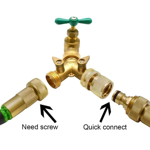 Solid Brass Garden Hose Quick Connect Set With 3/4 Inch GHT, Universal Water Hose Fittings, 2 male and 2 female connectors