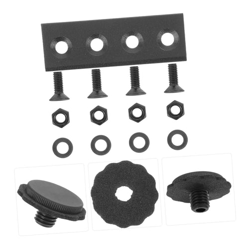 Barn Door Hardware Track Black Connectors Low Profile Repair Kit For No Sweat Install Rail Connecting Plates Sliding Door Accessories No Protrusion Gaskets Durable Barn Door Supplies For Quick Fixes And Smooth Operation, showing black connectors with screws, nuts, and gaskets.