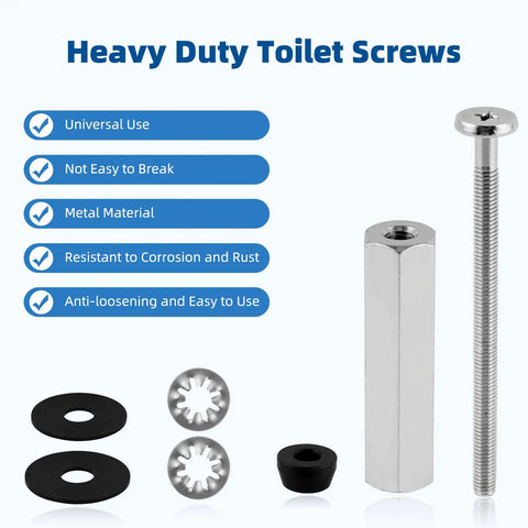 Universal 3 Inch Stainless Steel Toilet Seat Bolts Kit by iFealClear showing bolts, nuts, and washers for Kohler American Standard.