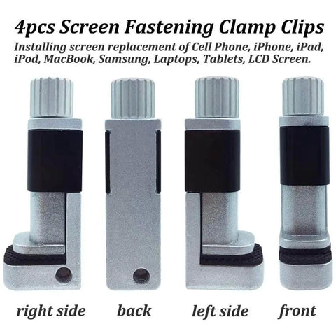 4 Piece Phone Repair Clamp Kit with Heavy Duty Pro Grade Adjustable Fastening Clip Holder for iPhone iPad MacBook Tablet