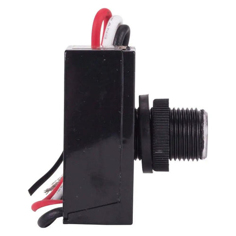 Side view of Tork RKP301 Outdoor 120-Volt Button Photocontrol Dusk To Dawn Sensor with wiring for exterior lighting
